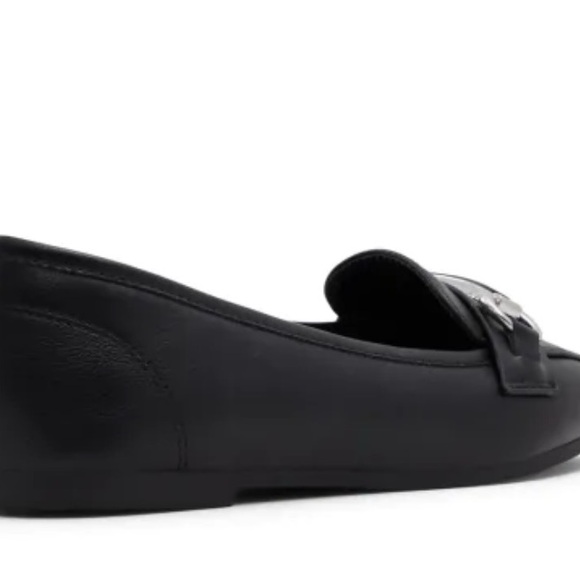 Call It Spring Black Vegan Loafers with Silver Accent - Picture 3 of 8